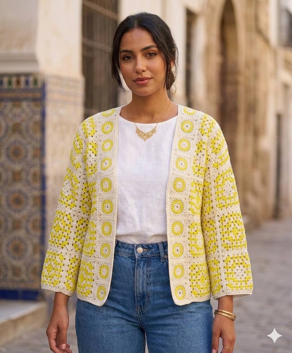 Cardigan Crochet femme Élégance
