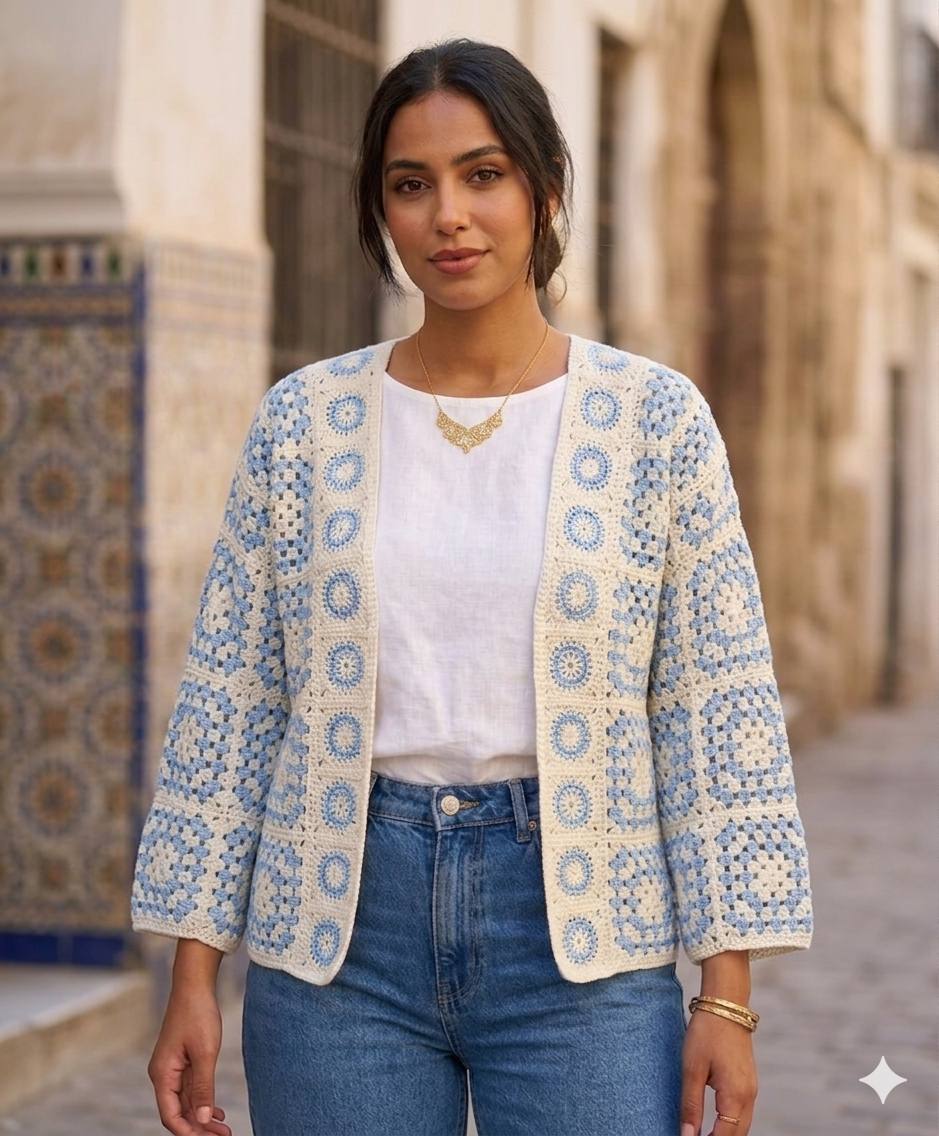 Cardigan Crochet femme Élégance