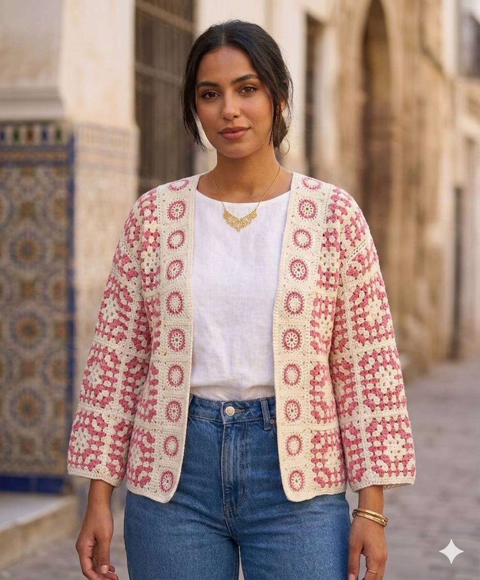 Cardigan Crochet femme Élégance