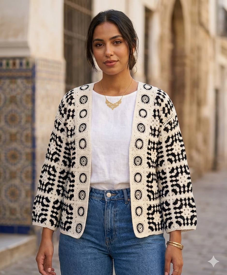 Cardigan Crochet femme Élégance